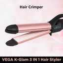 Check out VEGA K-Glam Advanced 3 In 1 Hair Styler With Adjustable Temperature & Heat Protection Covers- Straightener