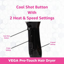 Shop VEGA Pro Touch 1800-2000 Watts Professional Hair Dryer with 2 Detachable Nozzles (VHDP-02)- Black Online in India Chennai Tamil Nadu / Review