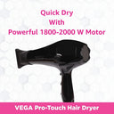 Check out VEGA Pro Touch 1800-2000 Watts Professional Hair Dryer with 2 Detachable Nozzles (VHDP-02)- Black reviews