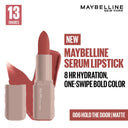 Maybelline New York Serum Matte Lipstick - 8Hr hydration, One-Swipe Bold Color (4.5gm)
