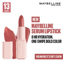 Maybelline New York Serum Matte Lipstick - 8Hr hydration, One-Swipe Bold Color (4.5gm)