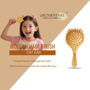 OROSSENTIALS Cat Ear Shape Travel Friendly Bamboo Bristles Hair Brush (ORO-016)
