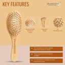 OROSSENTIALS Bamboo Bristles Small Oval Shape Wooden Hair Brush For Women (ORO-014)