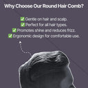 Brown Round Hair Brush and Hair Roller Comb for Men (Pack of 2)