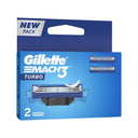 Gillette Mach 3 Turbo, Shaving Razor Blades For Men, 2 Cartridges