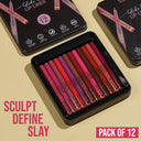 Insight Cosmetics Glide On Lip Liner, Intense Pigment, Long Wear Matte Lip Formula - Set Of 12 (3.6gm)