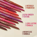 Insight Cosmetics Glide On Lip Liner, Intense Pigment, Long Wear Matte Lip Formula - Set Of 12 (3.6gm)
