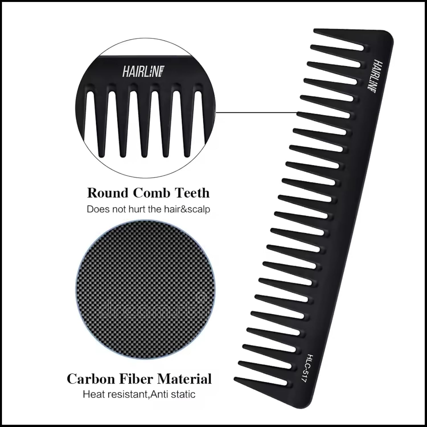 Shop Hair Line Professional Heat-Resistant Carbon Comb HLC-517 ...