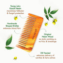Nat Habit Oil Treated Kacchi Neem Handmade Wooden Comb - Wide Tooth for Post Shampoo Detangling (1pcs)