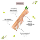 OROSSENTIALS Oil Treated Kacchi Neem Handmade Wooden Handle Wide Teeth Comb (ORO-006)