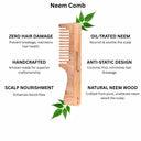 OROSSENTIALS Oil Treated Kacchi Neem Handmade Wooden Handle Wide Teeth Comb (ORO-006)