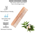 OROSSENTIALS Oil Treated Kacchi Neem Handmade Wooden Two In One Straight Comb (ORO-008)