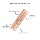 OROSSENTIALS Oil Treated Kacchi Neem Handmade Wooden Two In One Straight Comb (ORO-008)
