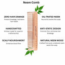 OROSSENTIALS Oil Treated Kacchi Neem Handmade Wooden Two In One Straight Comb (ORO-008)