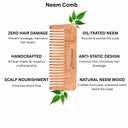 OROSSENTIALS Oil Treated Kacchi Neem Handmade Wooden Detangle Comb For Gentle Detangling (ORO-009)