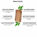 OROSSENTIALS Oil Treated Kacchi Neem Handmade Wooden Lice Comb (ORO-010)