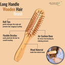 OROSSENTIALS Bamboo Bristle Wooden Long Handle Hair Brush For Women (ORO-048)