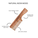 OROSSENTIALS Oil Treated Kacchi Neem Handmade Wooden Handle Single Teeth Comb (ORO-005)