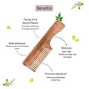 OROSSENTIALS Oil Treated Kacchi Neem Handmade Wooden Handle Single Teeth Comb (ORO-005)