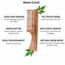 OROSSENTIALS Oil Treated Kacchi Neem Handmade Wooden Handle Single Teeth Comb (ORO-005)
