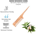 OROSSENTIALS Oil Treated Kacchi Neem Wooden Comb Long Tail Comb (ORO-004)