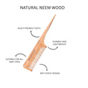 OROSSENTIALS Oil Treated Kacchi Neem Wooden Comb Long Tail Comb (ORO-004)