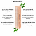 OROSSENTIALS Oil Treated Kacchi Neem Wooden Comb Single Teeth For Gentle Detangling (ORO-002)