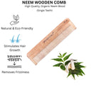 OROSSENTIALS Oil Treated Kacchi Neem Wooden Comb Single Teeth For Gentle Detangling (ORO-002)