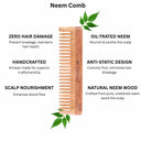 OROSSENTIALS Oil Treated Kacchi Neem Wooden Comb Wide Teeth For Gentle Detangling (ORO-001)