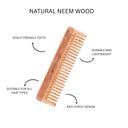 OROSSENTIALS Oil Treated Kacchi Neem Wooden Comb Wide Teeth For Gentle Detangling (ORO-001)