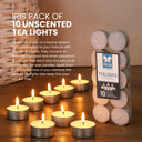 Iris Tea Lights Unscented Candles (Set of 10) - 9gm Each