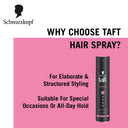 Schwarzkopf TAFT Power Hold 5 Hair Spray for Heat Protection, Gives Cashmere like Softness (250ml)