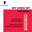 Schwarzkopf TAFT Shine Hair Spray For Shinner Hair With Diamond Luminizer Formula Hold 4 (250ml)