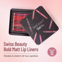 Swiss Beauty Bold Matt Lip Liner Pencil, Long-lasting , Matte Finish , Non-Drying - Pack of 12 (1.6g Each)