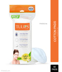 Tulips 50 Round Facial Cotton Pads For Applying & Removing Makeup - Sensitive Skin (50pcs)