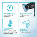 VEGA Glow Glam 1000 Watts Hair Dryer (VHDH-26) BLACK