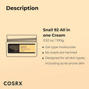 Buy COSRX Products at the lowest price from Pixies.in. Check out COSRX Advanced Snail Mucin 92 All In One Cream with Hyaluronic Acid (100gm) reviews. COD