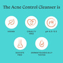 Foxtale Acne Control Cleanser with Salicylic Acid & Niacinamide, Controls Oil & Fights Acne (100ml)