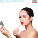 GUBB USA Dual Pocket Mirror for Women Magnifying for Makeup 5X- Silver (1Pc)