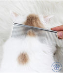 Nunbell Rounded Teeth Stainless Steel Flat Comb – for Dogs & Cats, Anti‑Scratch Detangling, Removes Loose Fur & Knots