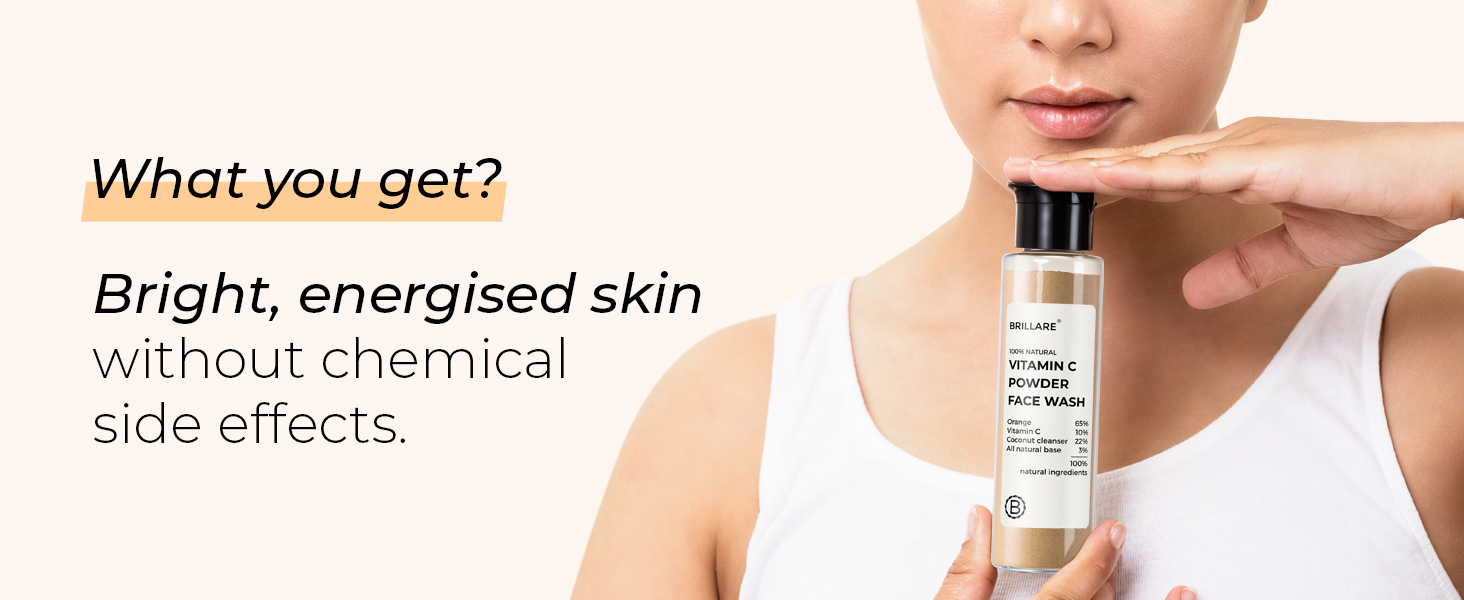 Brillare Vitamin C Face Wash | for Pigmentation & Dark Spots Coconut Skin Brightening 100% Natural Powder Facewash