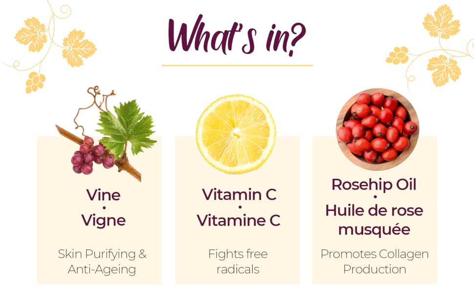 Pilgrim Red Vine Face Cream SPF 30 with Vitamin C & Rosehip Oil (50gm) ingredients