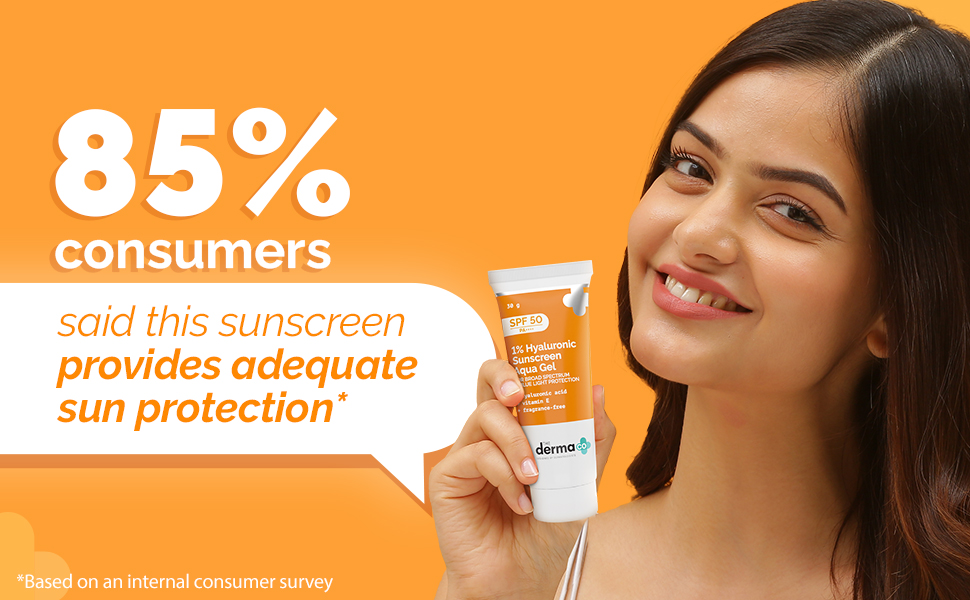The Derma Co 1% Hyaluronic Sunscreen SPF 50 Aqua Gel